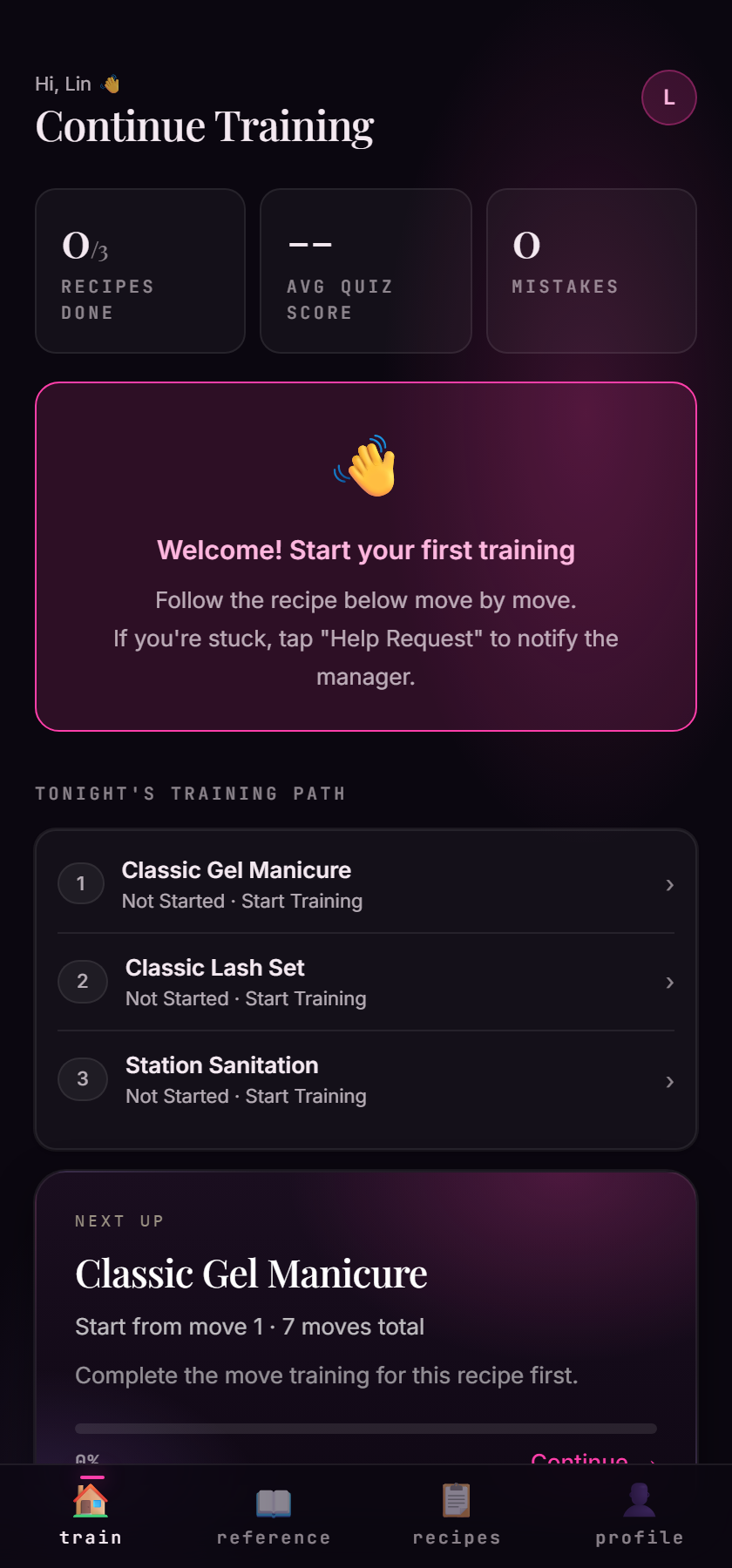 A stylist working through a training move on their phone